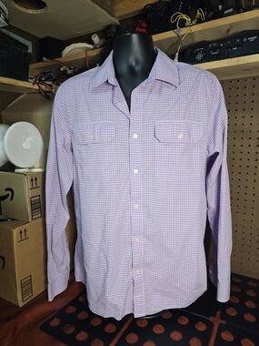 MICHAEL KORS Mens Size LG Purple Plaid Button up
